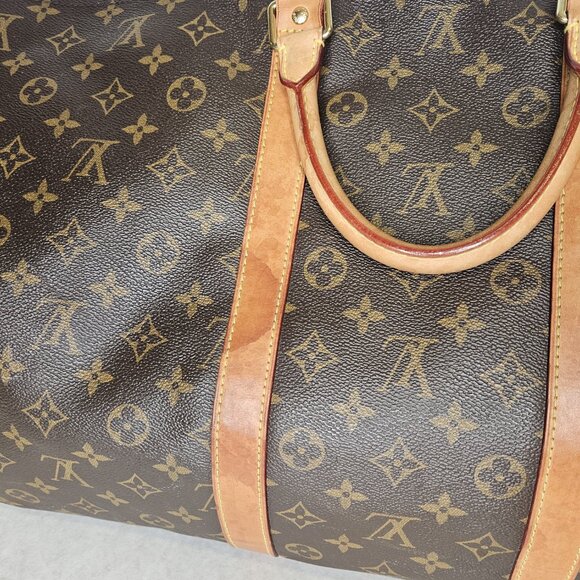 Louis Vuitton Monogram Duffle Bag Keepall 50 Bandoliere Crossbody Tote Bag Purse - Picture 5 of 16